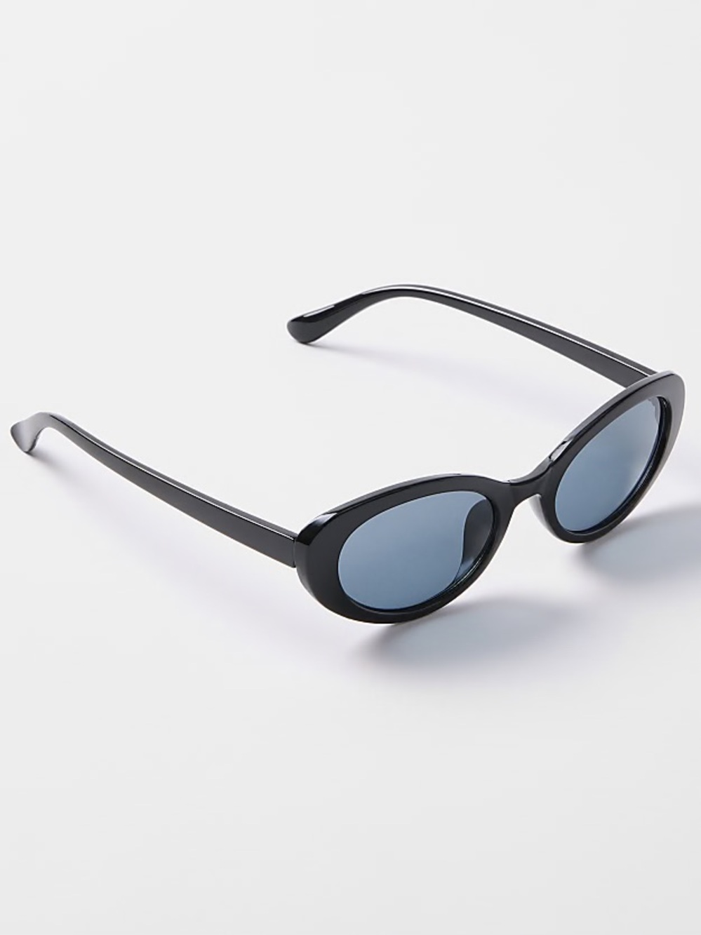 NWT LOFT Petite Soft Cat Eye Sunglasses Black Blue Lenses Retro 90s